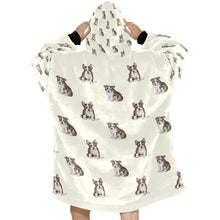 Load image into Gallery viewer, Watercolor Boston Terrier Puppies Blanket Hoodie-Blanket-Apparel, Blanket Hoodie, Blankets, Boston Terrier, Dog Mom Gifts-4