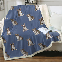 Load image into Gallery viewer, Watercolor Boston Terrier Puppies Sherpa Fleece Blanket - 8 Colors-Blanket-Bedding, Blankets, Boston Terrier, Home Decor-4