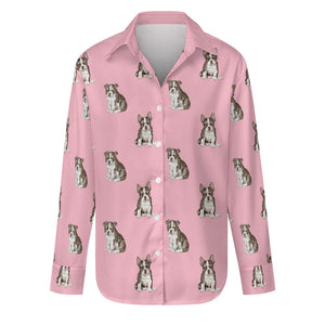 Watercolor Boston Terrier Puppies Women's Shirt - 9 Colors-Apparel-Apparel, Boston Terrier, Dog Mom Gifts, Shirt-Light Pink-S-17