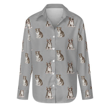 Load image into Gallery viewer, Watercolor Boston Terrier Puppies Women&#39;s Shirt - 9 Colors-Apparel-Apparel, Boston Terrier, Dog Mom Gifts, Shirt-Parisian Gray-S-35