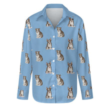 Load image into Gallery viewer, Watercolor Boston Terrier Puppies Women&#39;s Shirt - 9 Colors-Apparel-Apparel, Boston Terrier, Dog Mom Gifts, Shirt-Sky Blue-S-23