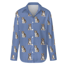 Load image into Gallery viewer, Watercolor Boston Terrier Puppies Women&#39;s Shirt - 9 Colors-Apparel-Apparel, Boston Terrier, Dog Mom Gifts, Shirt-Slate Blue-S-26