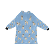 Load image into Gallery viewer, Watercolor Briard Puppies Blanket Hoodie-Blanket-Apparel, Blanket Hoodie, Blankets, Briard, Dog Mom Gifts-Sky Blue-ONE SIZE-22