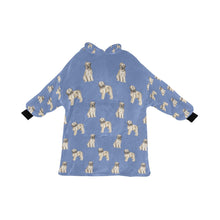 Load image into Gallery viewer, Watercolor Briard Puppies Blanket Hoodie-Blanket-Apparel, Blanket Hoodie, Blankets, Briard, Dog Mom Gifts-Slate Blue-ONE SIZE-25
