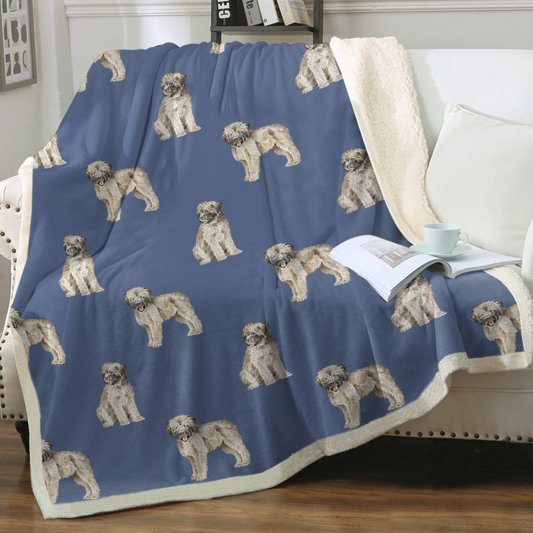 Watercolor Briard Puppies Warm Sherpa Fleece Blanket - 8 Colors-Blanket-Bedding, Blankets, Briard, Home Decor-17