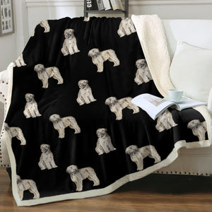 Watercolor Briard Puppies Warm Sherpa Fleece Blanket - 8 Colors-Blanket-Bedding, Blankets, Briard, Home Decor-15