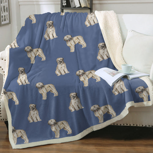 Watercolor Briard Puppies Warm Sherpa Fleece Blanket - 8 Colors-Blanket-Bedding, Blankets, Briard, Home Decor-9