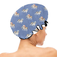 Load image into Gallery viewer, Watercolor Brindle and Blue English Bulldogs Christmas Elastic Reusable Shower Caps-Accessories-Accessories, Christmas, Dog Mom Gifts, English Bulldog-12