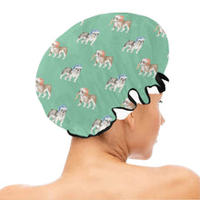 Load image into Gallery viewer, Watercolor Brindle and Blue English Bulldogs Christmas Elastic Reusable Shower Caps-Accessories-Accessories, Christmas, Dog Mom Gifts, English Bulldog-16