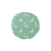 Load image into Gallery viewer, Watercolor Brindle and Blue English Bulldogs Christmas Elastic Reusable Shower Caps-Accessories-Accessories, Christmas, Dog Mom Gifts, English Bulldog-MediumAquaMarine-ONE SIZE-13