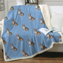 Load image into Gallery viewer, Watercolor Brindle Boston Terriers Sherpa Fleece Blanket - 8 Colors-Blanket-Bedding, Blankets, Boston Terrier, Home Decor-3