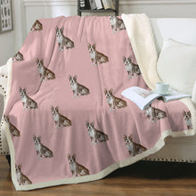 Load image into Gallery viewer, Watercolor Brindle Boston Terriers Sherpa Fleece Blanket - 8 Colors-Blanket-Bedding, Blankets, Boston Terrier, Home Decor-Soft Pink-Single-19