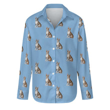 Load image into Gallery viewer, Watercolor Brindle Boston Terriers Women&#39;s Shirt - 9 Colors-Apparel-Apparel, Boston Terrier, Dog Mom Gifts, Shirt-Sky Blue-S-23