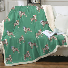 Load image into Gallery viewer, Watercolor Brindle Boxer Dogs Christmas Fleece Blanket - 8 Colors-Blanket-Bedding, Blankets, Boxer, Home Decor-11