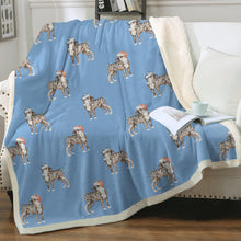 Load image into Gallery viewer, Watercolor Brindle Boxer Dogs Christmas Fleece Blanket - 8 Colors-Blanket-Bedding, Blankets, Boxer, Home Decor-13