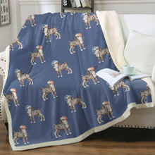 Load image into Gallery viewer, Watercolor Brindle Boxer Dogs Christmas Fleece Blanket - 8 Colors-Blanket-Bedding, Blankets, Boxer, Home Decor-16