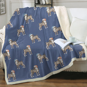 Watercolor Brindle Boxer Dogs Christmas Fleece Blanket - 8 Colors-Blanket-Bedding, Blankets, Boxer, Home Decor-16