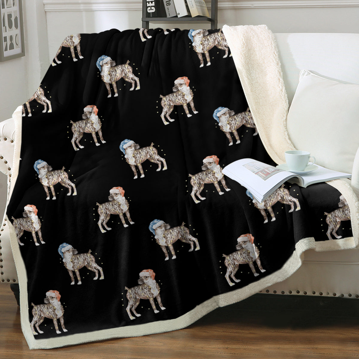 Watercolor Brindle Boxer Dogs Christmas Fleece Blanket 8 Colors 7