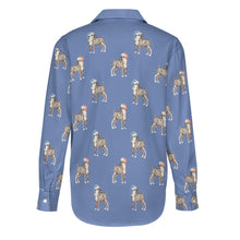 Load image into Gallery viewer, Watercolor Brindle Boxer Dogs Christmas Women&#39;s Shirt-Apparel-Apparel, Boxer, Christmas, Dog Mom Gifts, Shirt-23