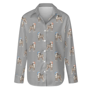 Watercolor Brindle Boxer Dogs Christmas Women's Shirt-Apparel-Apparel, Boxer, Christmas, Dog Mom Gifts, Shirt-S-DarkGray-34