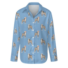 Load image into Gallery viewer, Watercolor Brindle Boxer Dogs Christmas Women&#39;s Shirt-Apparel-Apparel, Boxer, Christmas, Dog Mom Gifts, Shirt-S-LightSkyBlue-13