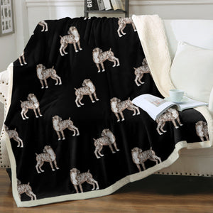 Watercolor Brindle Boxer Dogs Sherpa Fleece Blanket - 8 Colors-Blanket-Bedding, Blankets, Boxer, Home Decor-7