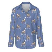 Load image into Gallery viewer, Watercolor Brindle Boxer Dogs Women's Shirt-Apparel-Apparel, Boxer, Dog Mom Gifts, Shirt-S-CornflowerBlue-19