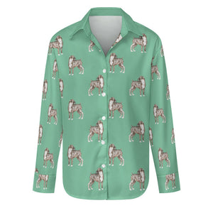 Watercolor Brindle Boxer Dogs Women's Shirt-Apparel-Apparel, Boxer, Dog Mom Gifts, Shirt-S-MediumAquaMarine-24