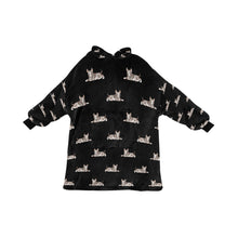 Load image into Gallery viewer, Watercolor Brindle Bull Terriers Blanket Hoodie-Blanket-Apparel, Blanket Hoodie, Blankets, Bull Terrier, Dog Mom Gifts-Midnight Black-ONE SIZE-10