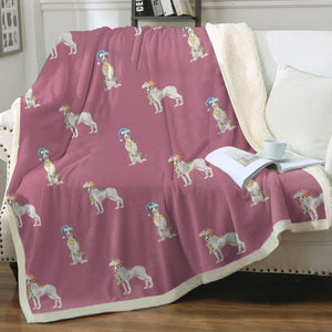 Watercolor Brindle Greyhounds Whippets Christmas Fleece Blanket - 8 Colors-Blanket-Bedding, Blankets, Christmas, Greyhound, Home Decor, Whippet-4