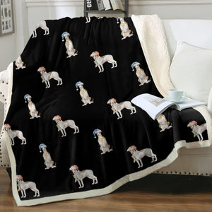 Watercolor Brindle Greyhounds Whippets Christmas Fleece Blanket - 8 Colors-Blanket-Bedding, Blankets, Christmas, Greyhound, Home Decor, Whippet-8