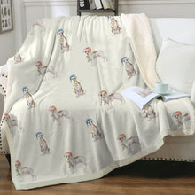 Load image into Gallery viewer, Watercolor Brindle Greyhounds Whippets Christmas Fleece Blanket - 8 Colors-Blanket-Bedding, Blankets, Christmas, Greyhound, Home Decor, Whippet-Ivory Cream-Single-15