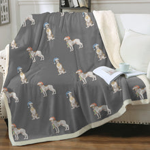 Load image into Gallery viewer, Watercolor Brindle Greyhounds Whippets Christmas Fleece Blanket - 8 Colors-Blanket-Bedding, Blankets, Christmas, Greyhound, Home Decor, Whippet-Parisian Gray-Single-21