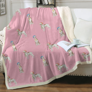 Watercolor Brindle Greyhounds Whippets Christmas Fleece Blanket - 8 Colors-Blanket-Bedding, Blankets, Christmas, Greyhound, Home Decor, Whippet-Soft Pink-Single-17