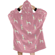 Load image into Gallery viewer, Watercolor Brindle Whippets Christmas Blanket Hoodie-Blanket-Apparel, Blanket Hoodie, Blankets, Dog Mom Gifts, Greyhound, Whippet-21