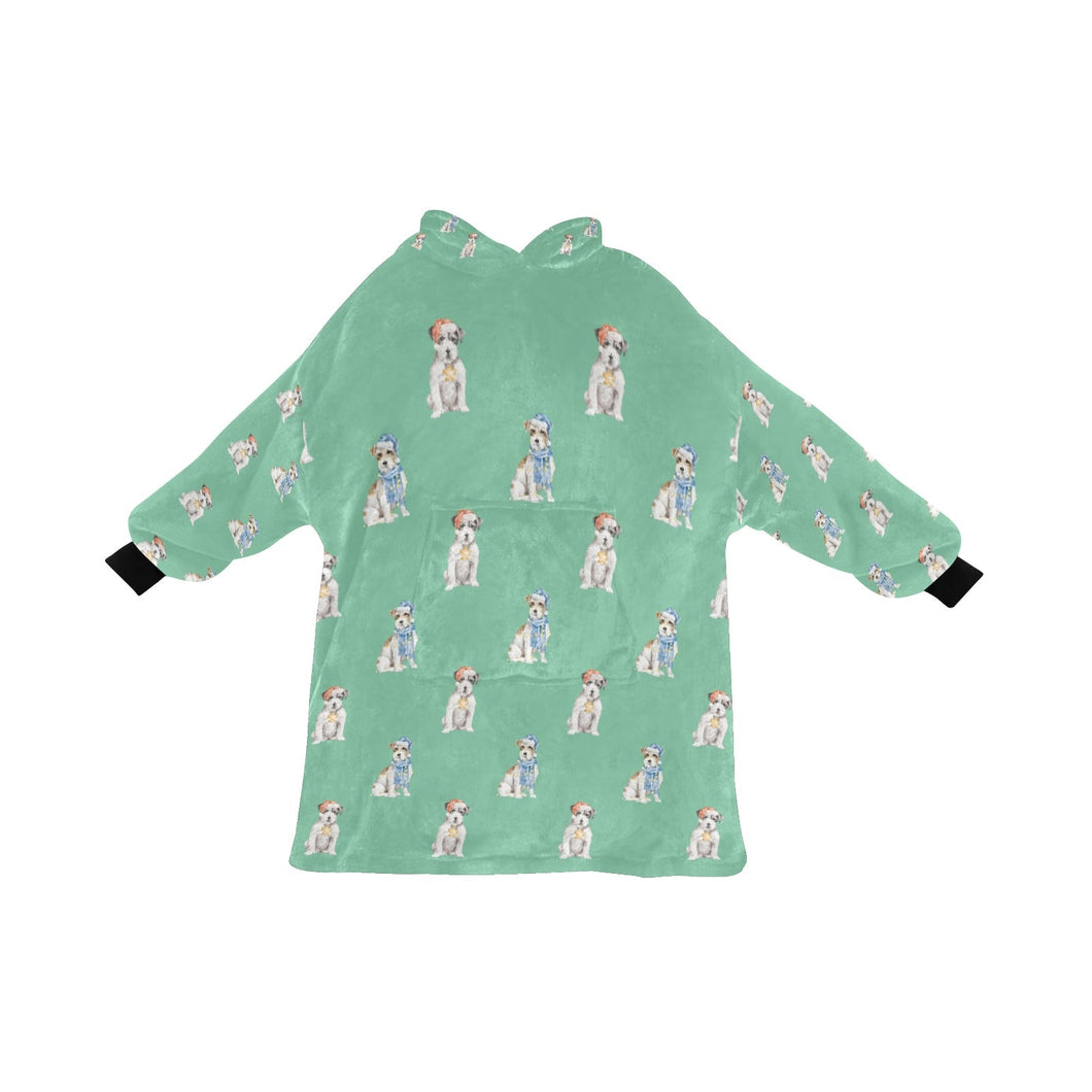 Watercolor Broken Rough Coat Russell Terriers Blanket Hoodie-Blanket-Apparel, Blanket Hoodie, Blankets, Dog Mom Gifts, Jack Russell Terrier-Mint Green-ONE SIZE-28