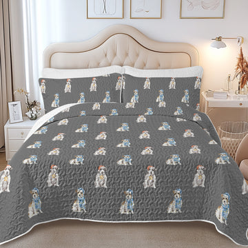 Watercolor Broken Rough Coat Russell Terriers Quilted Bedding Set-Bedding-Bedding,Blankets,Christmas,Home Decor-14
