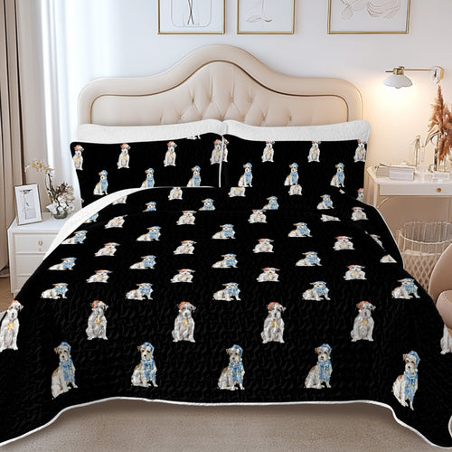 Watercolor Broken Rough Coat Russell Terriers Quilted Bedding Set-Bedding-Bedding,Blankets,Christmas,Home Decor-5