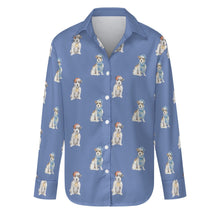 Load image into Gallery viewer, Watercolor Broken Rough Coat Russell Terriers Women&#39;s Shirt-Apparel-Apparel, Dog Mom Gifts, Jack Russell Terrier, Shirt-S-CornflowerBlue-26