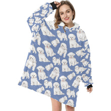 Load image into Gallery viewer, Watercolor Celebration Bichon Frise Blanket Hoodie-Blanket-Apparel, Bichon Frise, Blanket Hoodie, Blankets, Dog Mom Gifts-4