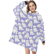 Load image into Gallery viewer, Watercolor Celebration Bichon Frise Blanket Hoodie-Blanket-Apparel, Bichon Frise, Blanket Hoodie, Blankets, Dog Mom Gifts-6