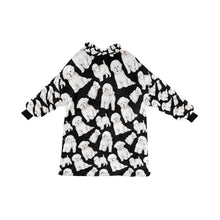 Load image into Gallery viewer, Watercolor Celebration Bichon Frise Blanket Hoodie-Blanket-Apparel, Bichon Frise, Blanket Hoodie, Blankets, Dog Mom Gifts-Midnight Black-ONE SIZE-9