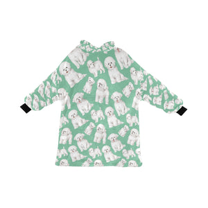 Watercolor Celebration Bichon Frise Blanket Hoodie-Blanket-Apparel, Bichon Frise, Blanket Hoodie, Blankets, Dog Mom Gifts-Mint Green-ONE SIZE-24