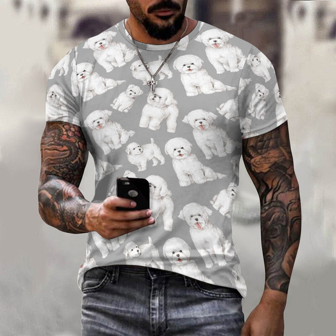 Watercolor Celebration Bichon Frise Men's Cotton T-Shirt-Apparel-Apparel, Bichon Frise, Dog Dad Gifts, Shirt, T Shirt-4