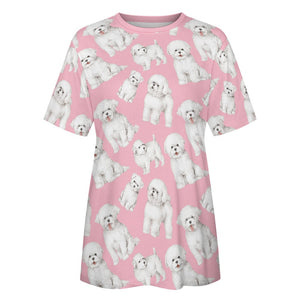 Watercolor Celebration Bichon Frise Women's Cotton T-Shirt-Apparel-Apparel, Bichon Frise, Dog Mom Gifts, Shirt, T Shirt-16