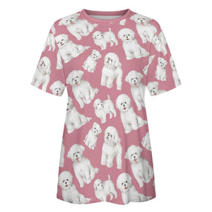 Watercolor Celebration Bichon Frise Women's Cotton T-Shirt-Apparel-Apparel, Bichon Frise, Dog Mom Gifts, Shirt, T Shirt-19