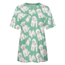 Load image into Gallery viewer, Watercolor Celebration Bichon Frise Women&#39;s Cotton T-Shirt-Apparel-Apparel, Bichon Frise, Dog Mom Gifts, Shirt, T Shirt-25