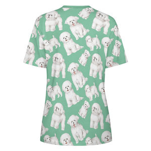 Watercolor Celebration Bichon Frise Women's Cotton T-Shirt-Apparel-Apparel, Bichon Frise, Dog Mom Gifts, Shirt, T Shirt-26