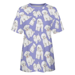 Watercolor Celebration Bichon Frise Women's Cotton T-Shirt-Apparel-Apparel, Bichon Frise, Dog Mom Gifts, Shirt, T Shirt-28