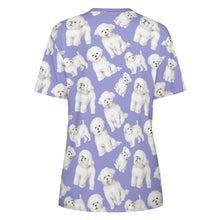 Load image into Gallery viewer, Watercolor Celebration Bichon Frise Women&#39;s Cotton T-Shirt-Apparel-Apparel, Bichon Frise, Dog Mom Gifts, Shirt, T Shirt-29